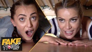 Fake Hostel – the classic girls Stuck Under A Bed with Cherry Kiss and Katy Rose fucked doggystyle